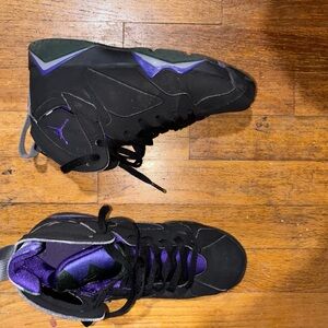 Jordan 7 Kids Sneakers Black with Purple Highlights NO BOX